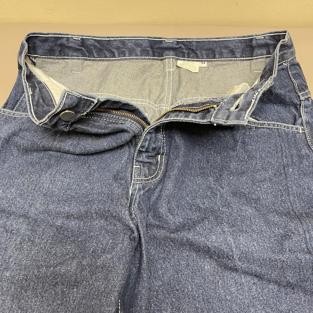 VTG Fubu Carpenter Shorts Men‎ 32 Blue Baggy Denim Embroidered Wide Leg Y2K Rap